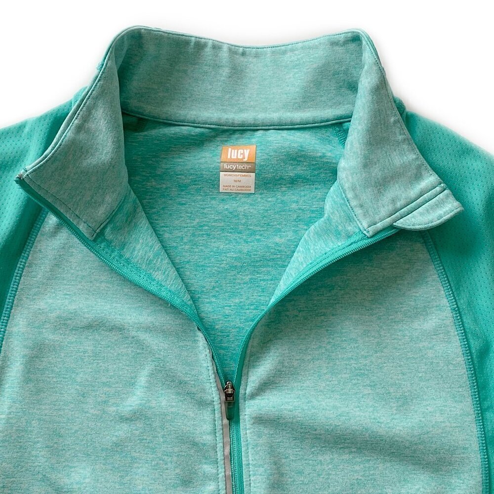 Lucy Aqua Green Heathered Full Zip Training Jacket M - Picture 4 of 11